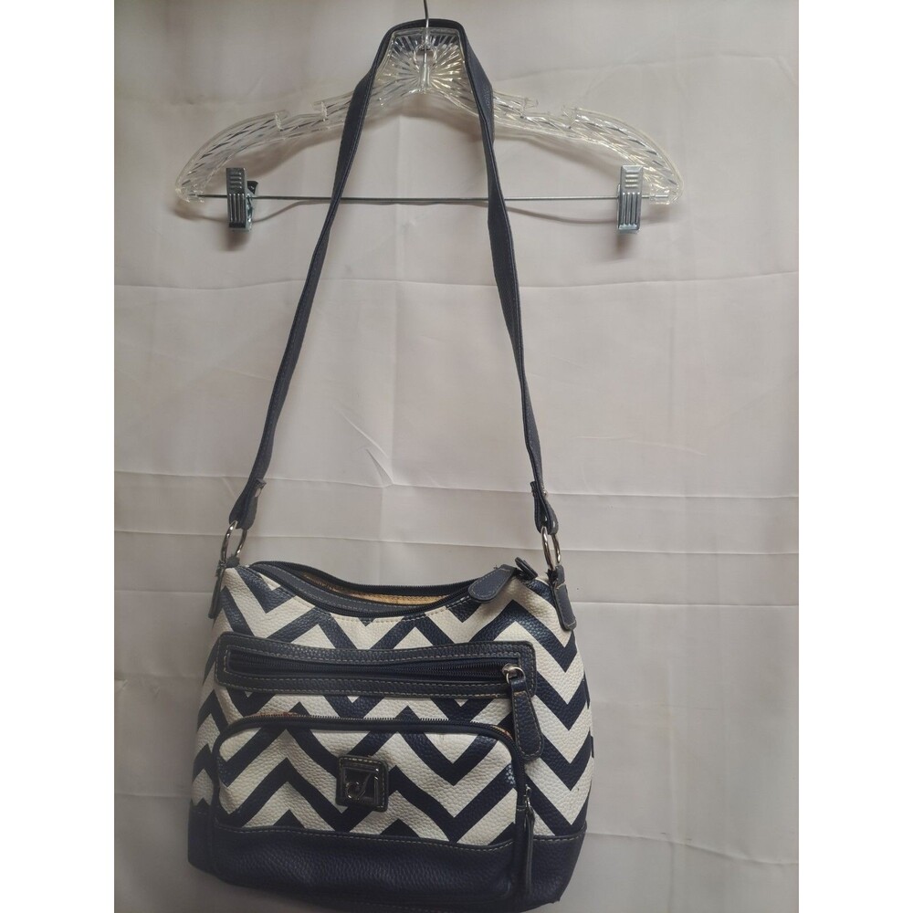 Stone Mountain Navy And White Chevron Shoulder/Crossbody  Purse